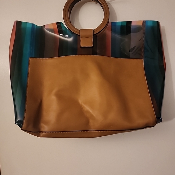 Vince Camuto PVC/ Leather Top Handle Tote Handbag - Picture 3 of 13